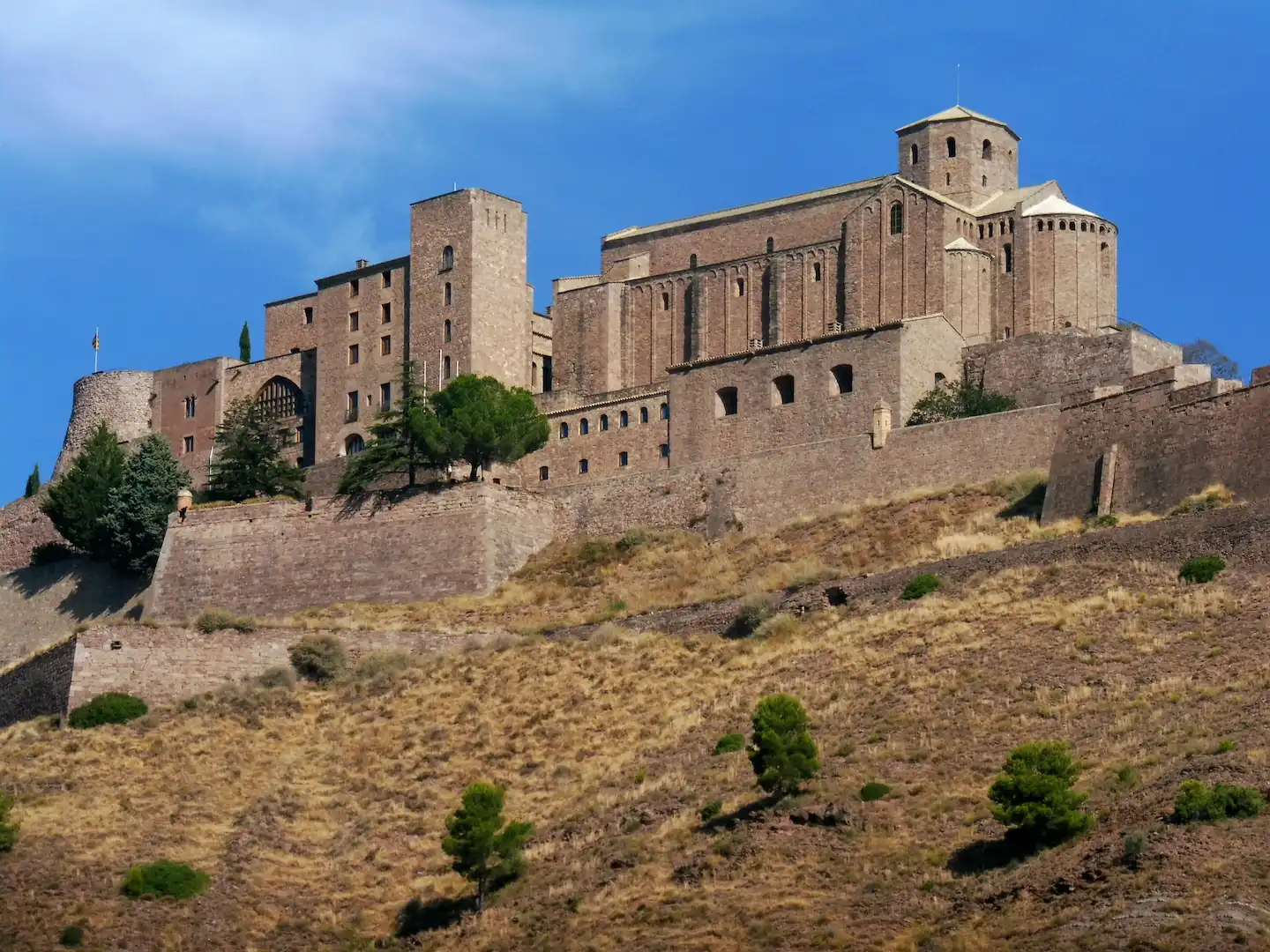Castillo fortificado en lo alto de una colina.